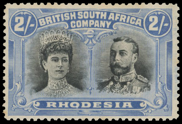 † 2/- black and ultramarine SG 153, position 31 mint