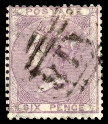 Antigua SG Z9 1858-60 GB 6d lilac cancelled by 'A18' of English Harbour