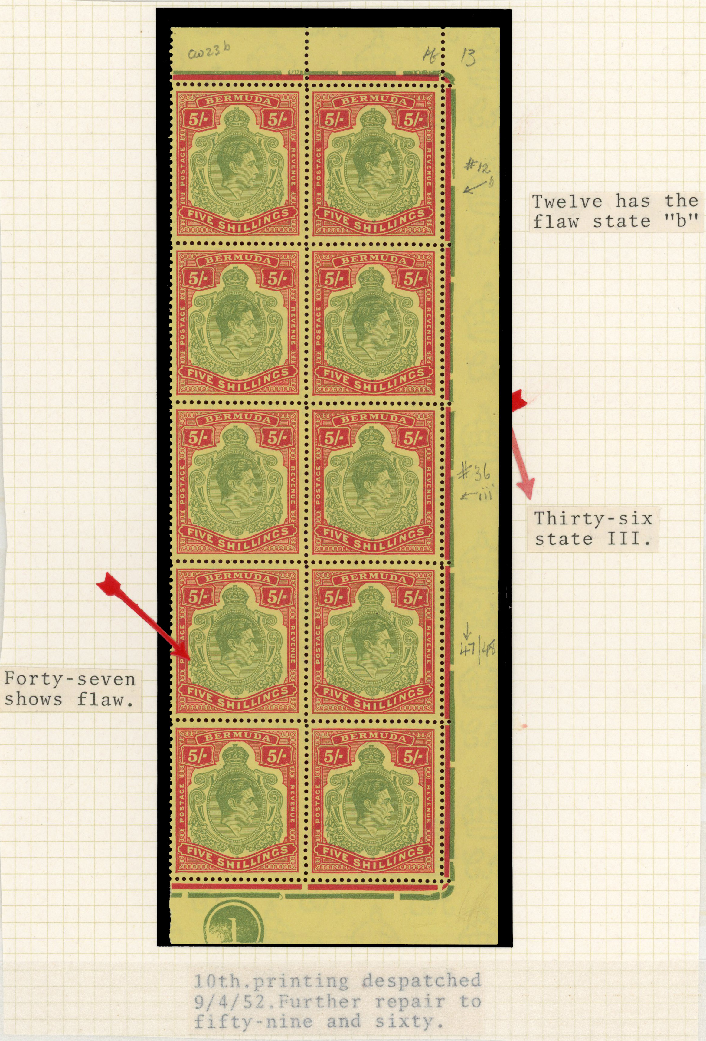 Bermuda SG 118g var Plate block mint