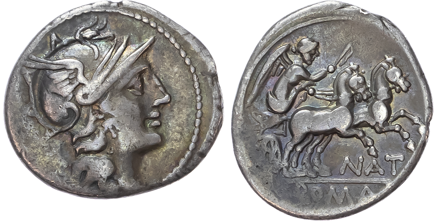 Pinarius Natta (149 BC) AR Denarius, Rome, 3.31g. 
