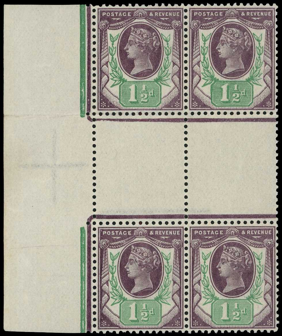 1887-92 1½d deep purple & pale green...