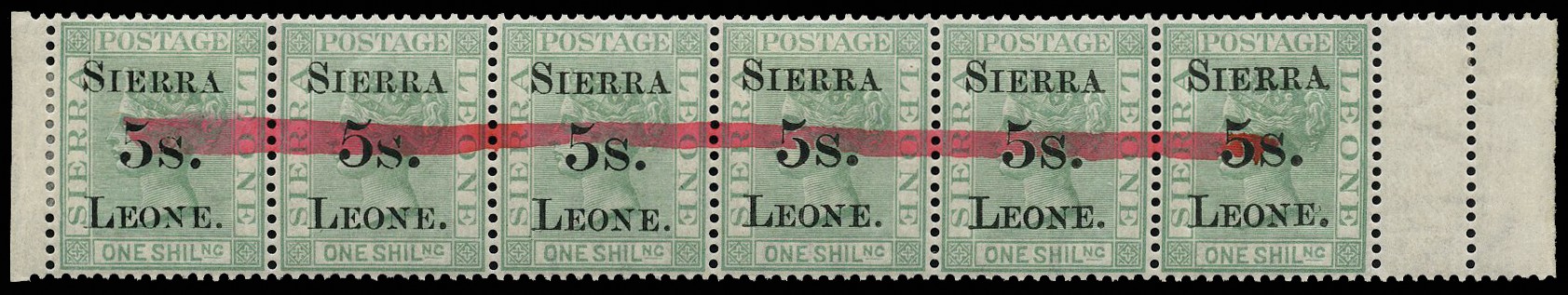 1884 (Ju 2) "SIERRA 5s. LEONE" surcharge on...