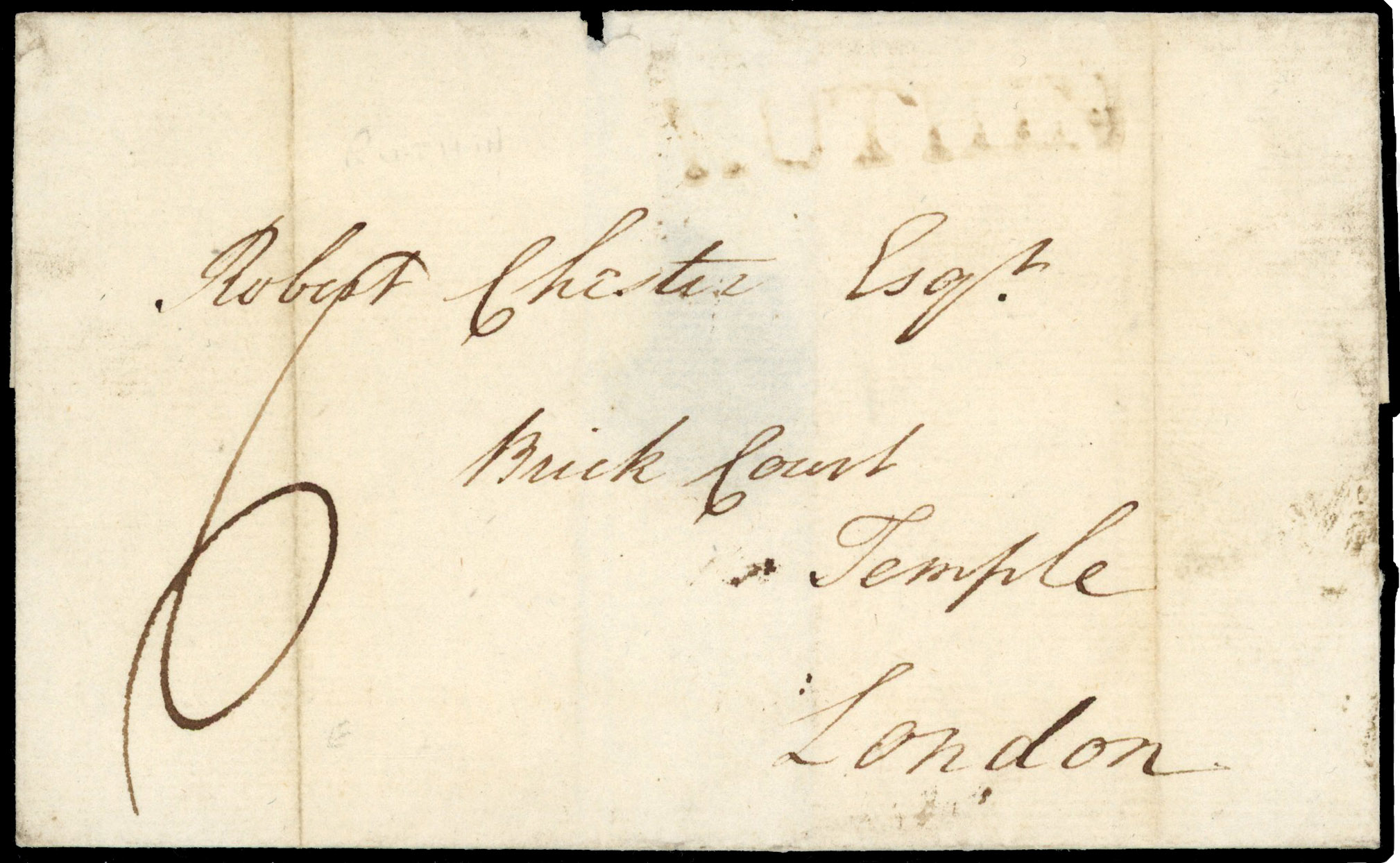1787 pre-stamp wrapper sent from Ruthin to London