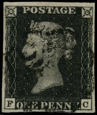 1840 1d black Plate 7 (FC), four good...