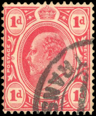Transvaal 1905-09 1d scarlet with watermark error Cabled Anchor, used. SG 274b