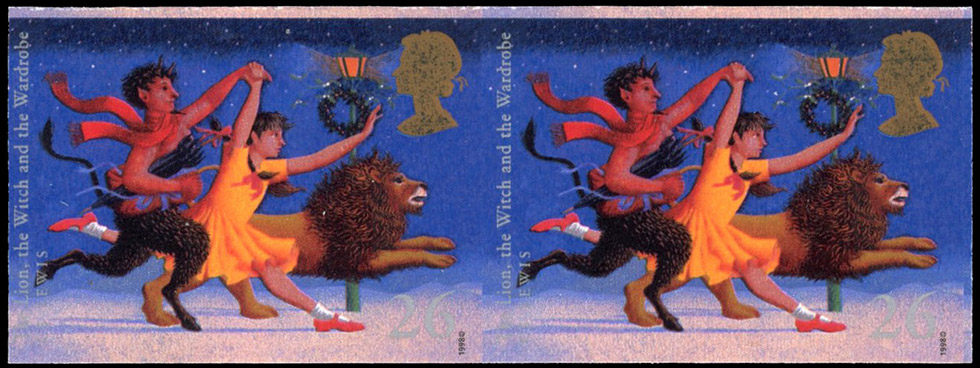 GB SG 2051 1998 26p Narnia imperrforate pair mint