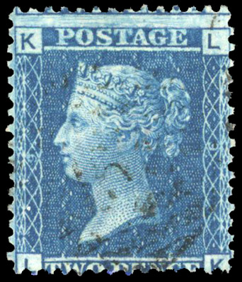 1864 Samuel, Montagu & Co unofficial underprint (Letters 2mm high). Used 2d Blue Pl.9.