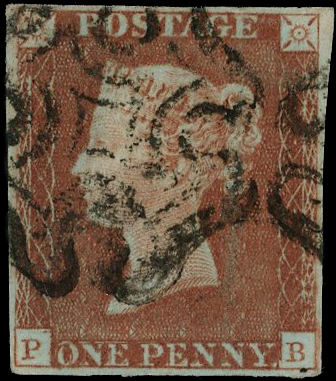 1841 1d Red-brown State III (PB).  SG7 used