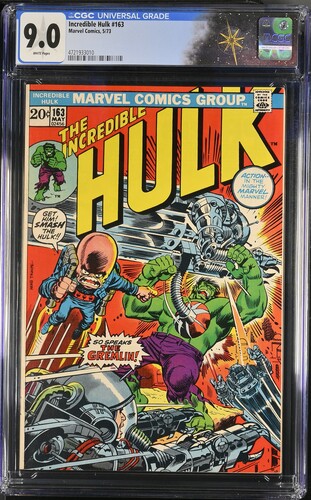 Incredible Hulk #163 CGC 9.0 1st appearance of the Gremlin (Marvel Comics,1973) White pages