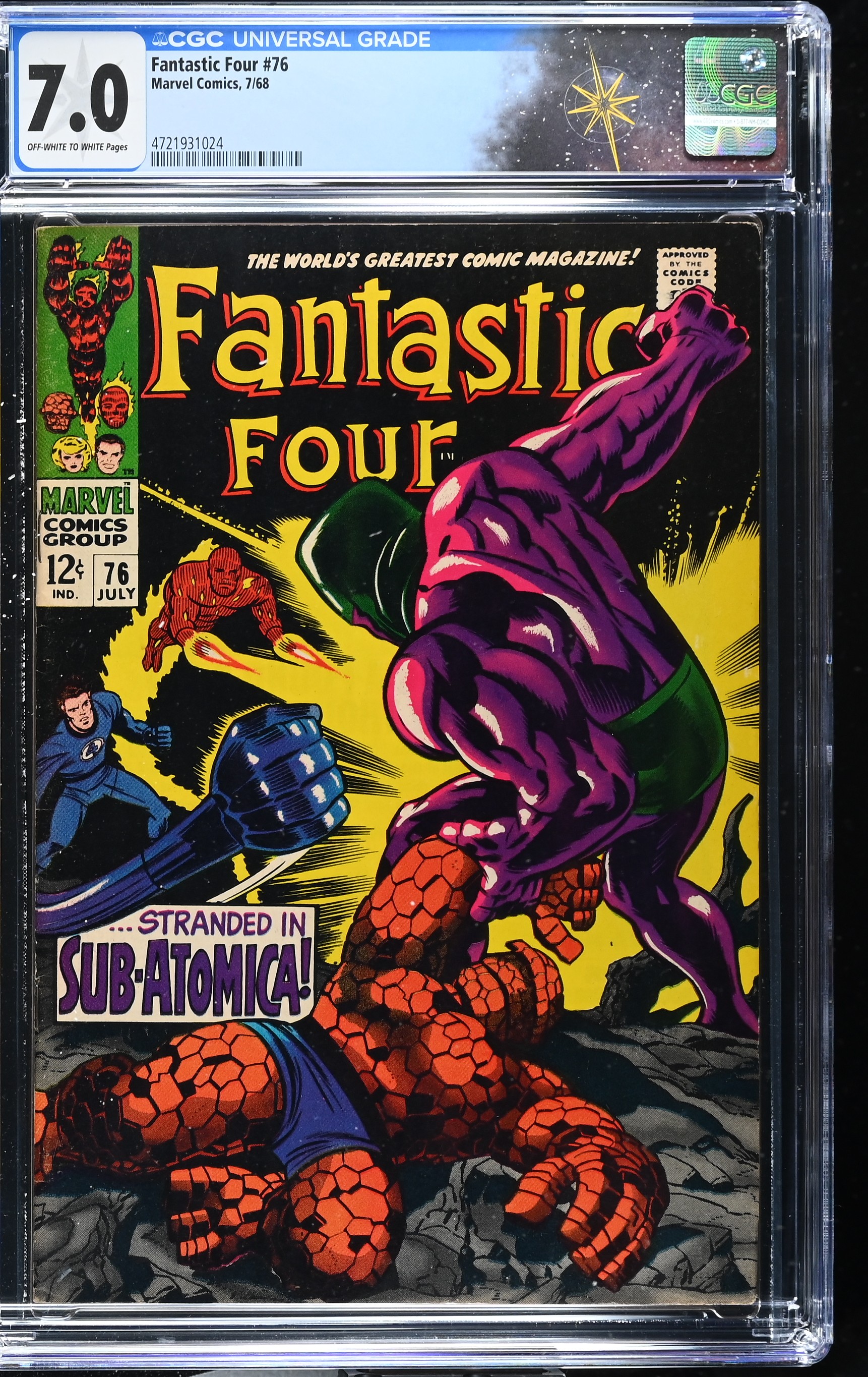 Fantastic Four #76 CGC 7.0 "Stranded in Sub-Atomica!" (Marvel Comics, 1968) Off-White to White Pages