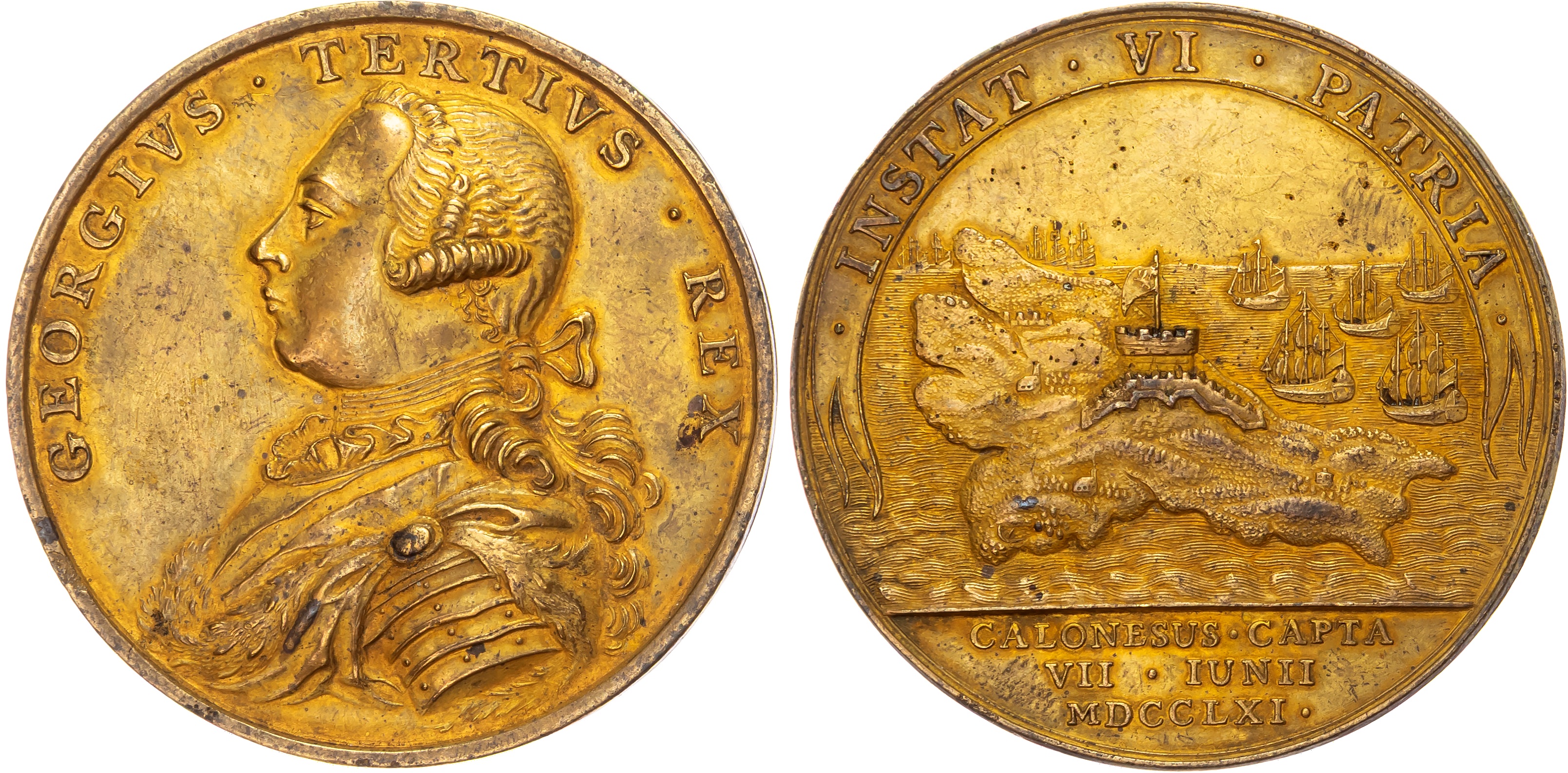 The Capture of Belle Isle 1761 AE medal 1761, by J Kirk.