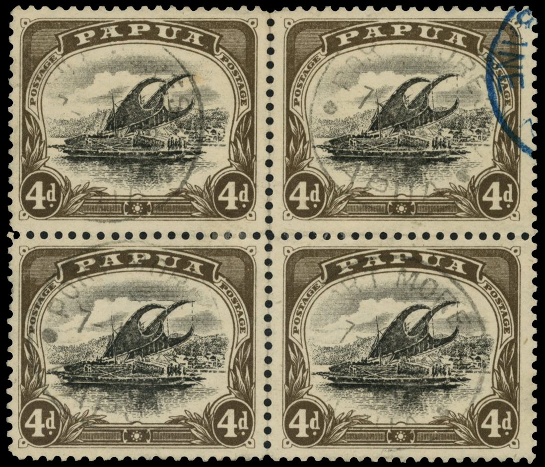 1910 4d black and sepia block of 4 (perf...