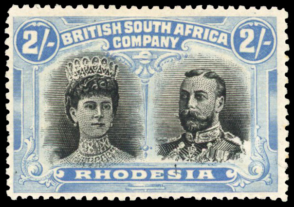 RSC C 2s deep grey-black and deep dull blue, #29 'club' flaw mint