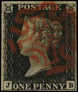 1840 1d black, Plate 1b (JB), clear to...