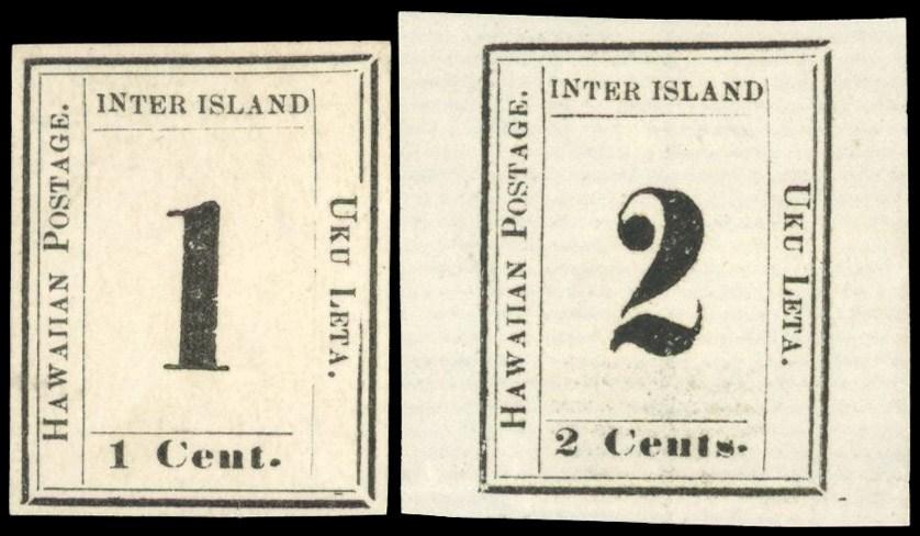 Hawaii Scott 23 & 24 1c & 2c black unused
