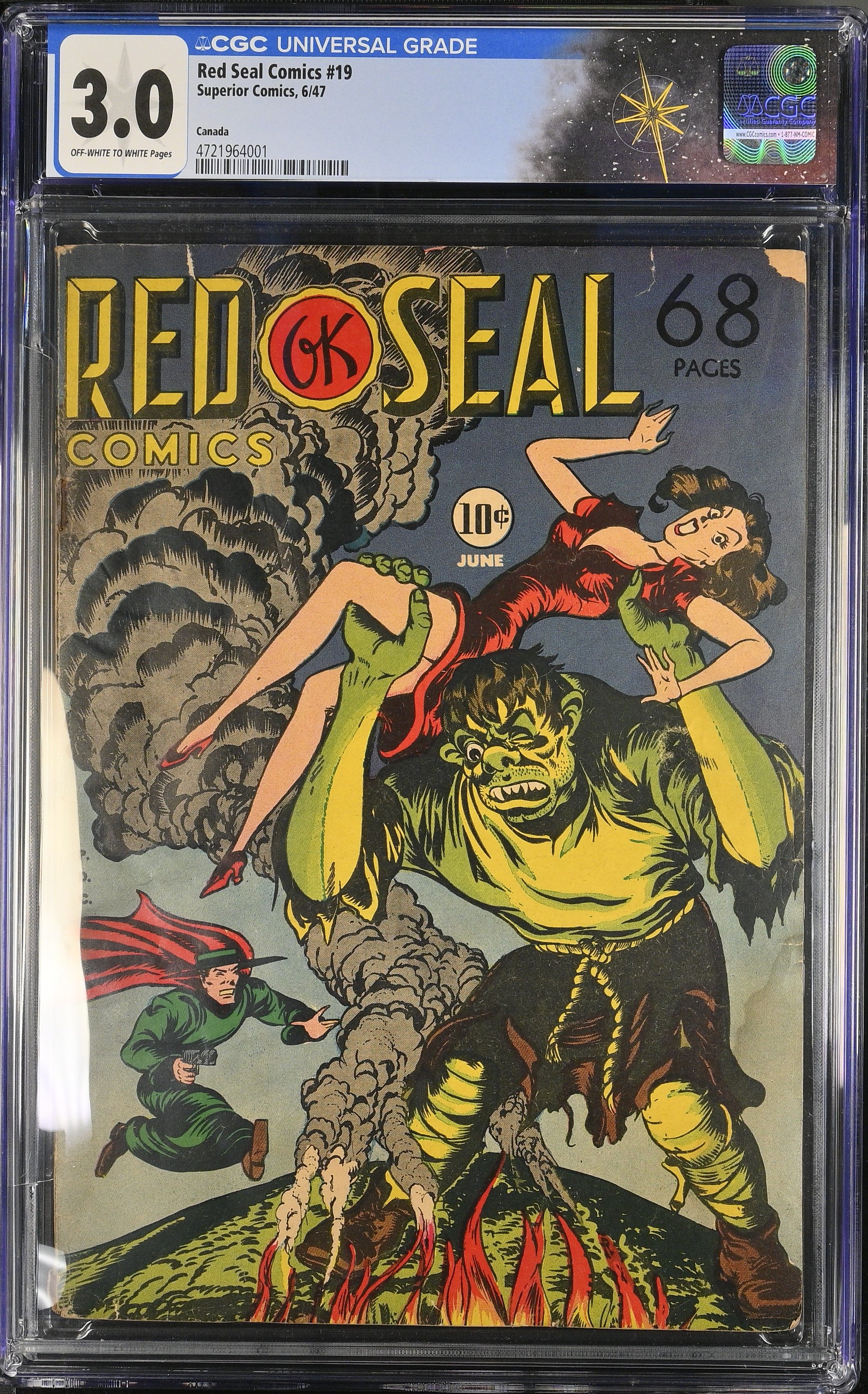 Red Seal Comics #19 CGC 3.0 Cover by Paul Gattuso (Superior Comics, 1947) Off-White to White Pages