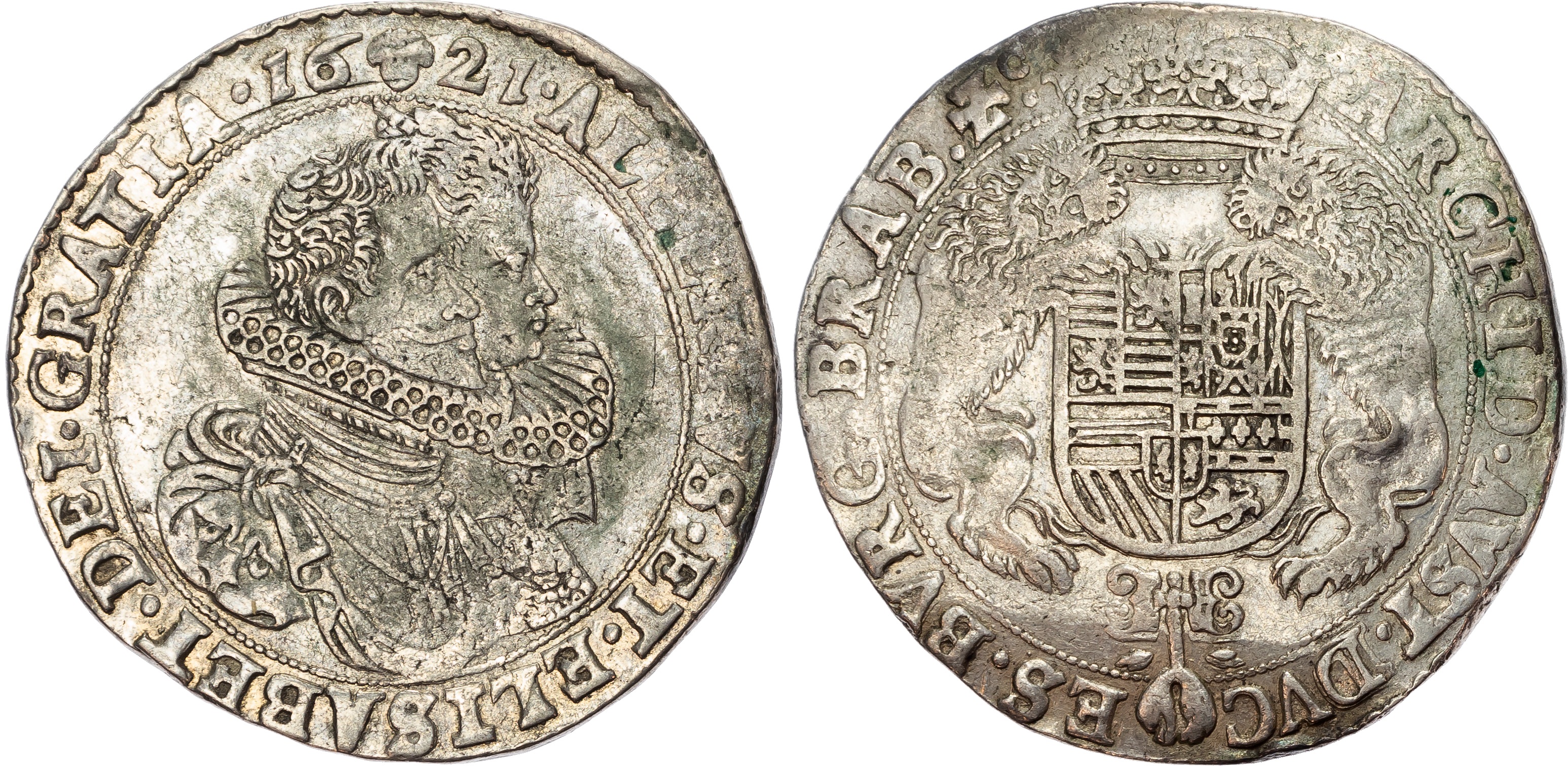 Spanish Netherlands, Brabant, Albert and Elizabeth (1598-1621), silver Ducaton, 1621