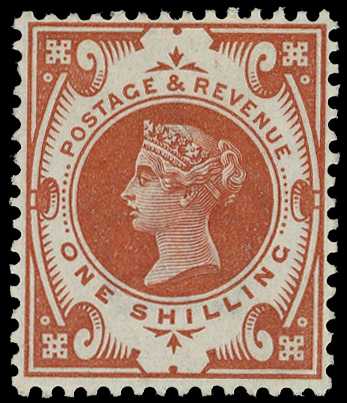 1899 1/- Colour Trial in brown-red on...