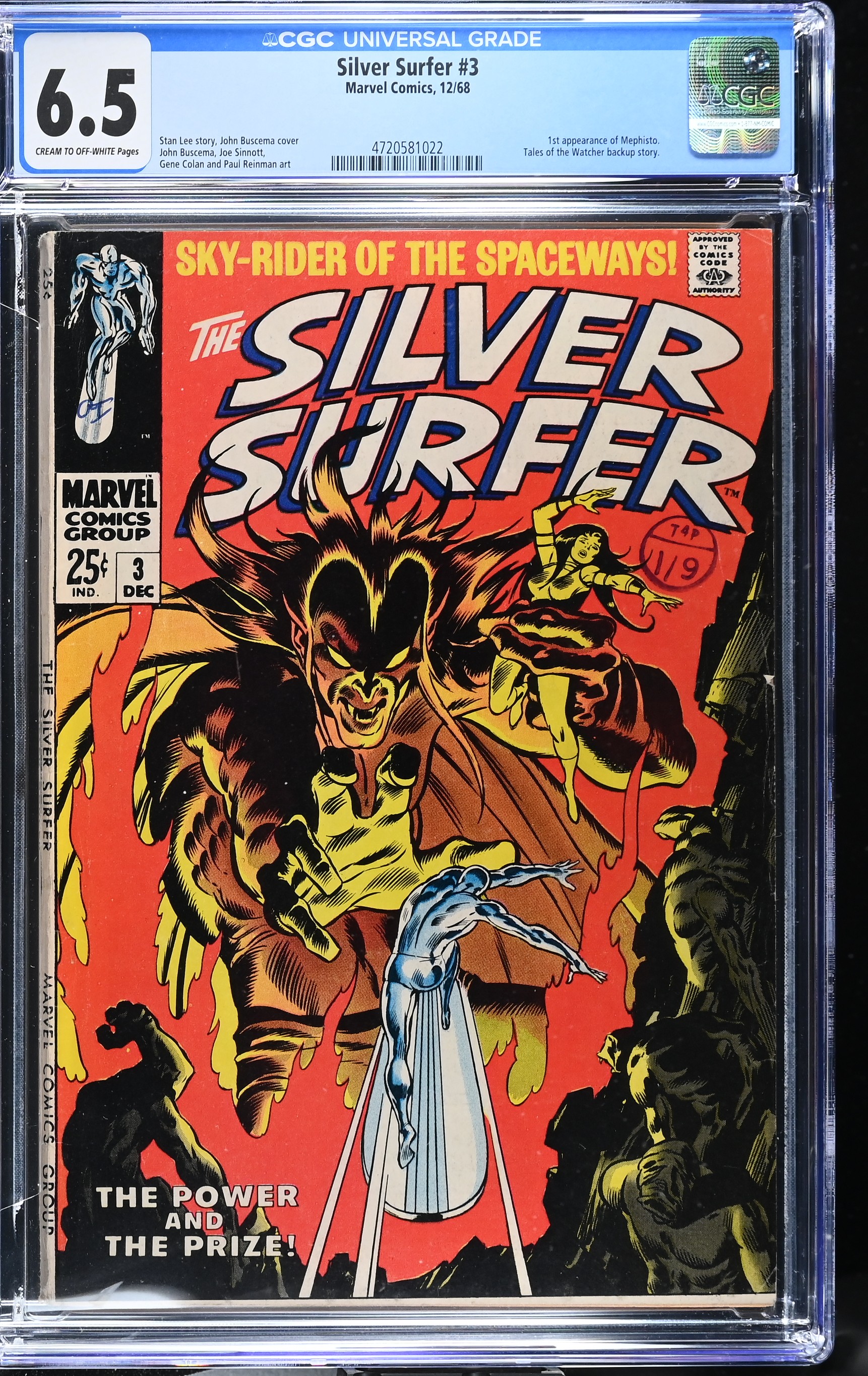 Silver Surfer #3 CGC 6.5 1st Appearance of Mephisto (Marvel, 1968) Cream to Off-White Pages