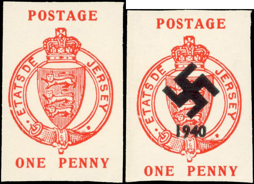 GB Channel Islands 1940 1d scarlet Bigwood essays SG Spec. JW19-20 