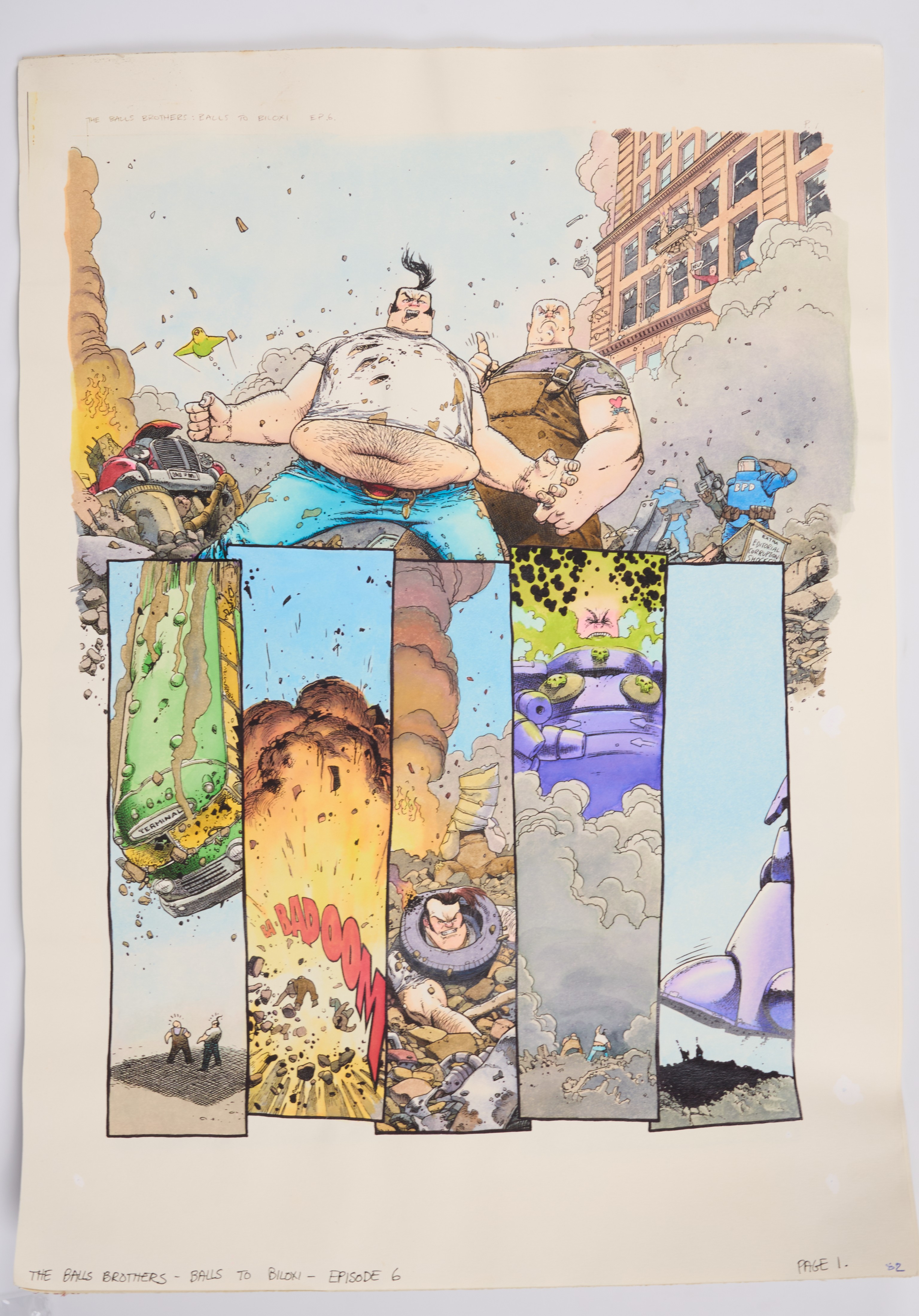Kevin Walker 2000 AD Prog #1146 The Balls Brothers Episode 6 Story Pages (Fleetway, 1999) Total 6 Pages