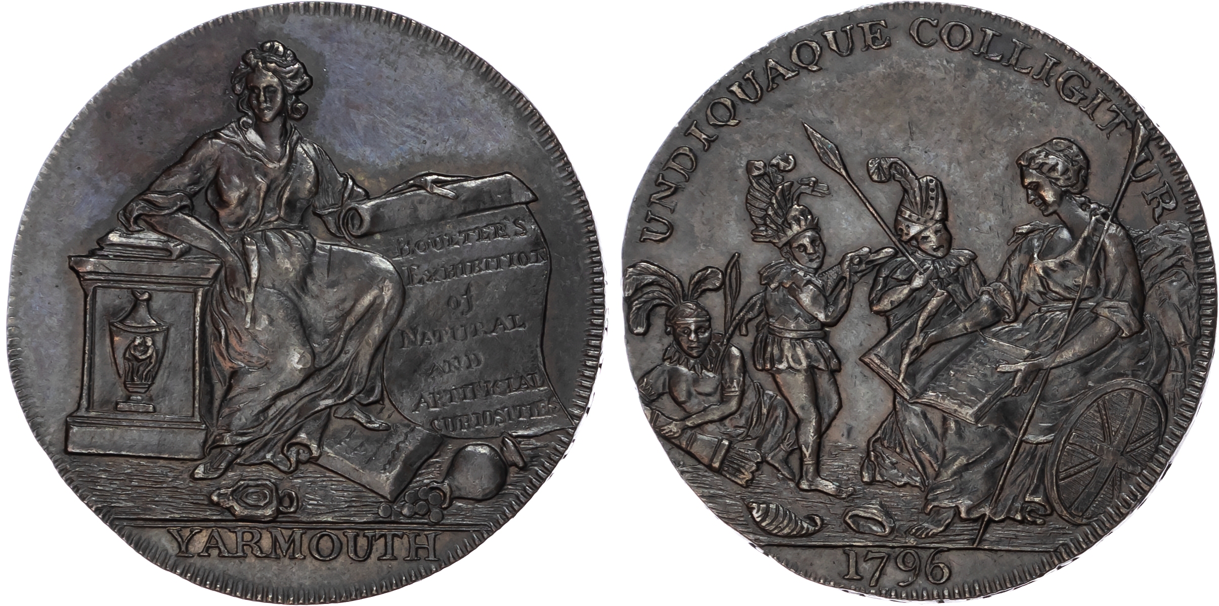 Norf. Yarmouth , Joseph, Daniel and John Boulter (exhibition/museum proprietors), Bronzed Halfpenny 1796, Hist…