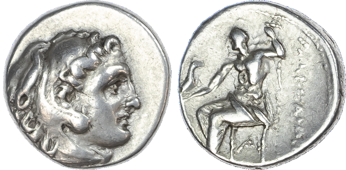 Kingdom of Macedon, Alexander the Great (336‑323 BC) AR Drachm, posthumous issue, mint of Side, 4.24g.