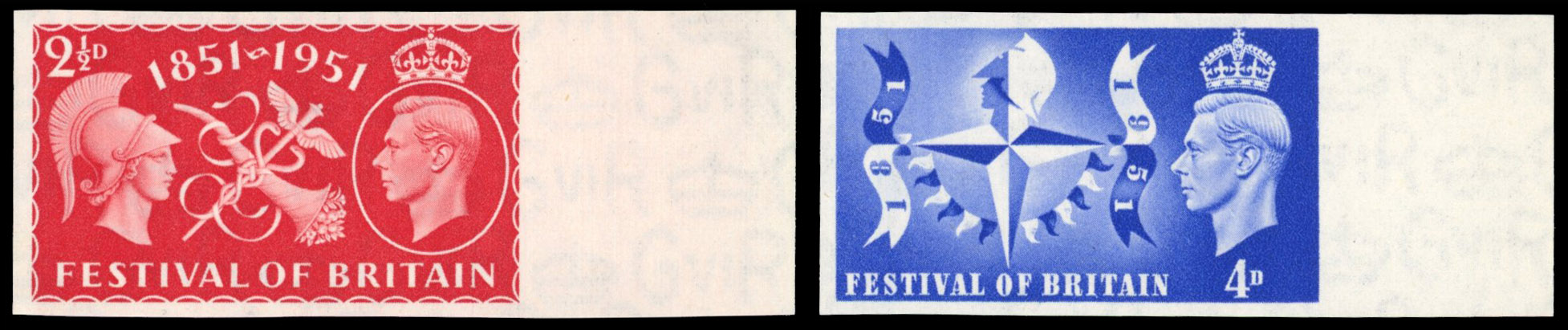 Great Britain 1951 2½d-4d Festival of Britain, Set of Two, BPMA Imprimatur, SG 513/4