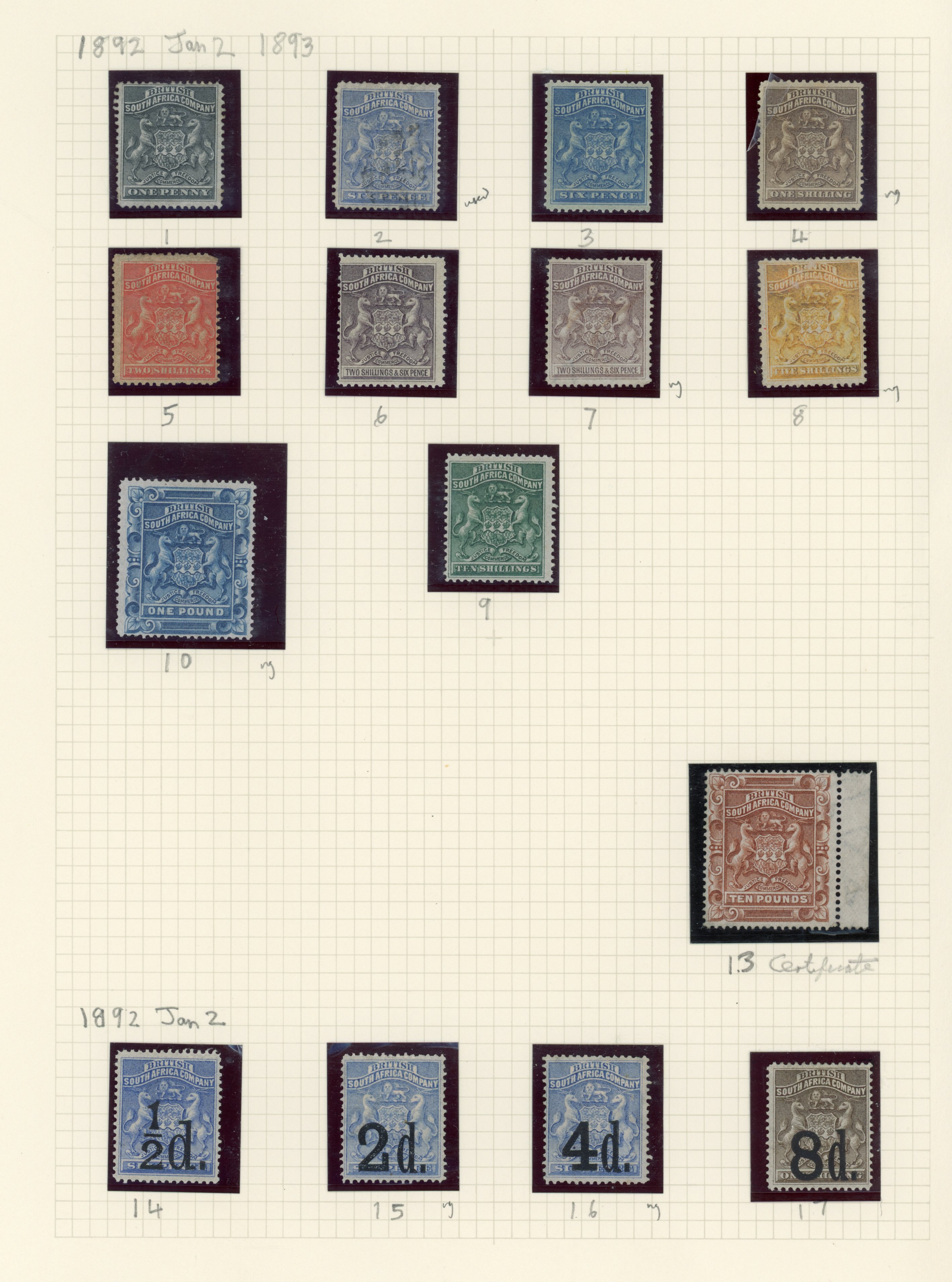 Rhodesia 1892-1909 collection mint