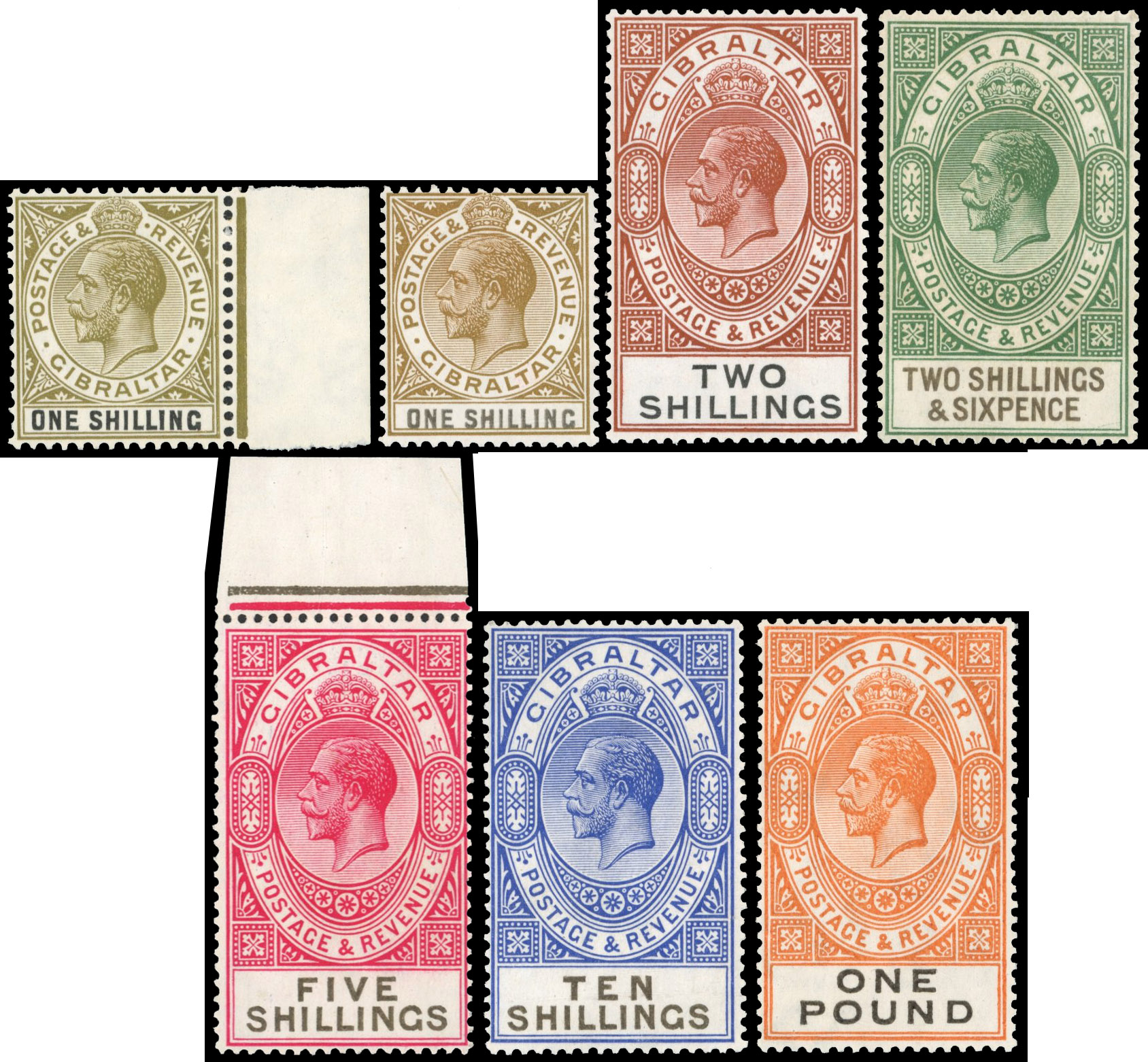 Gibraltar SG 102-7 1925 set mint