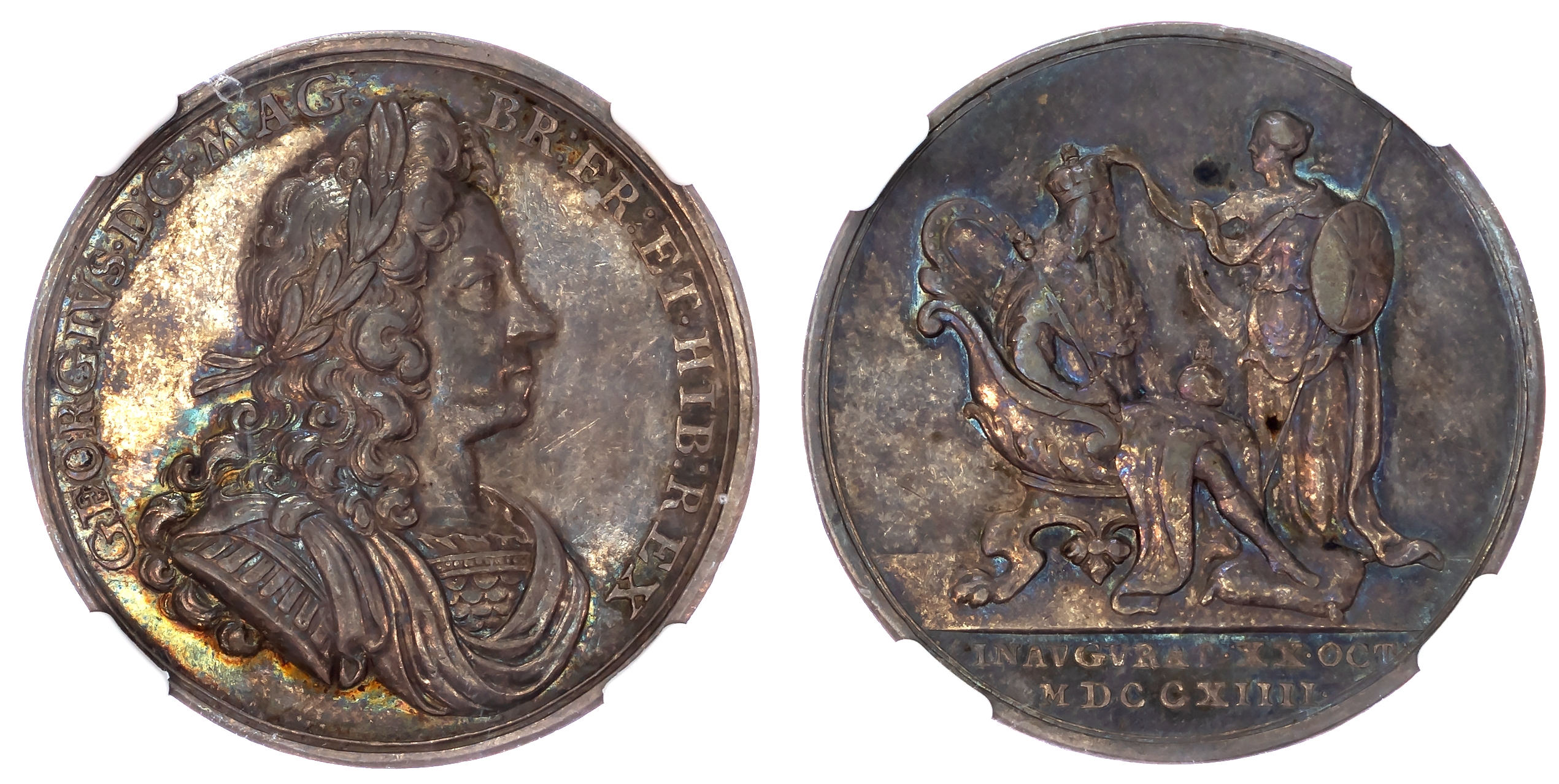 George I 1702-1714, Coronation 1714, official AR medal, (34mm) dated 20 October 1714 by John Croker.