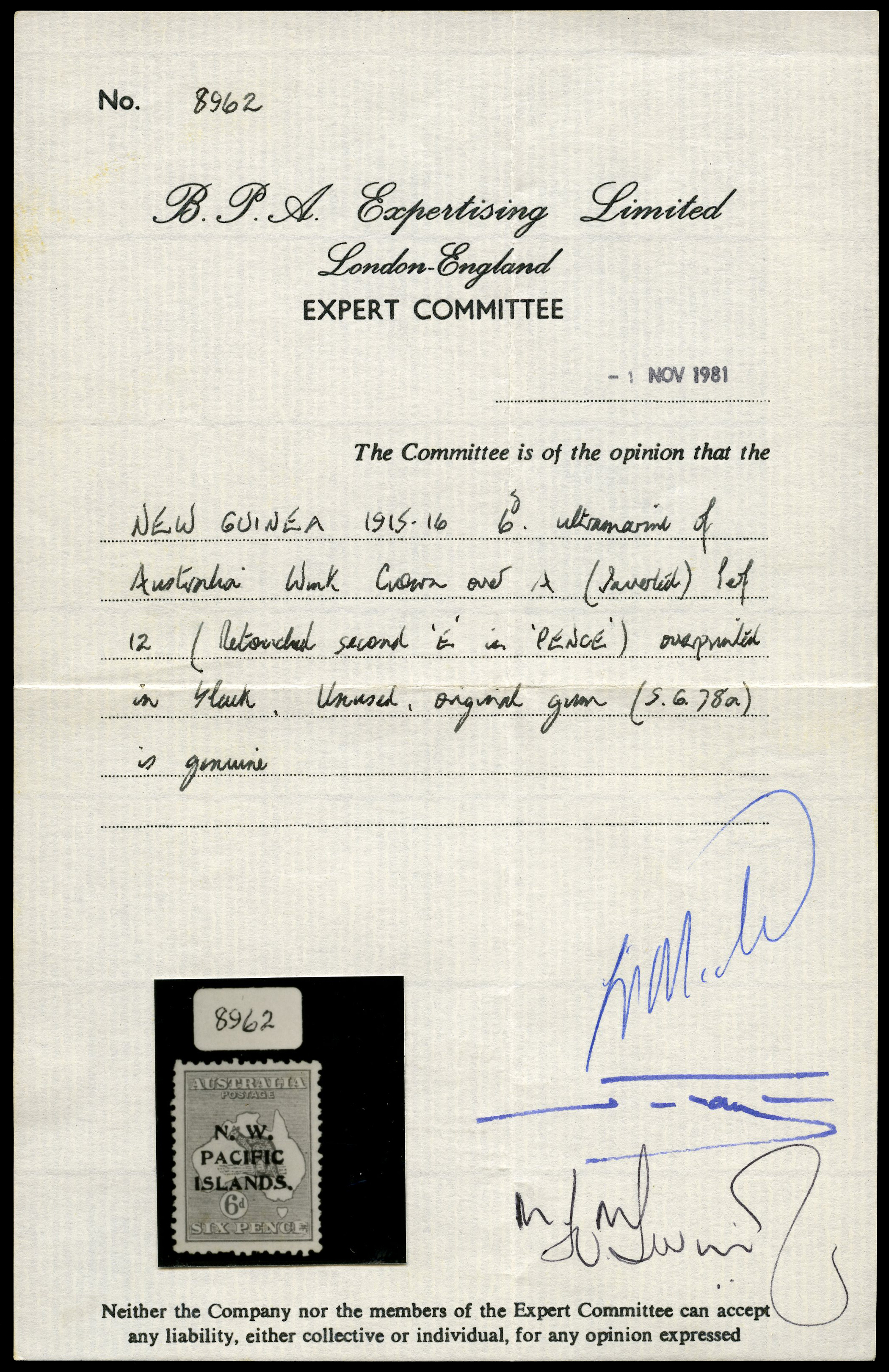 1915-6 6d ultramarine Die II, watermark 2...