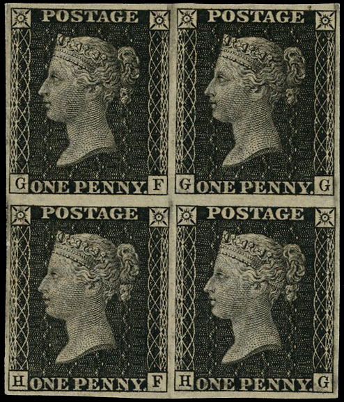 1865 1d Black Pl.66 ‘Royal reprint’ (Wmk. inverted).