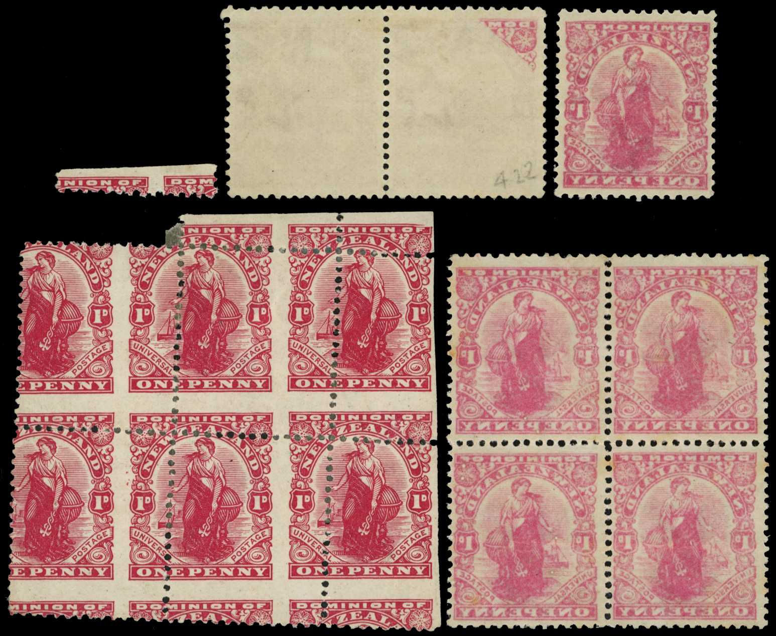 1909 1d Dominion on DLR chalk-surfaced...