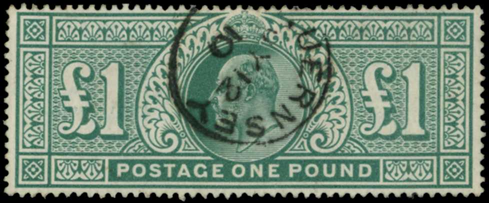 1902 £1 dull blue-green. Very fine used...