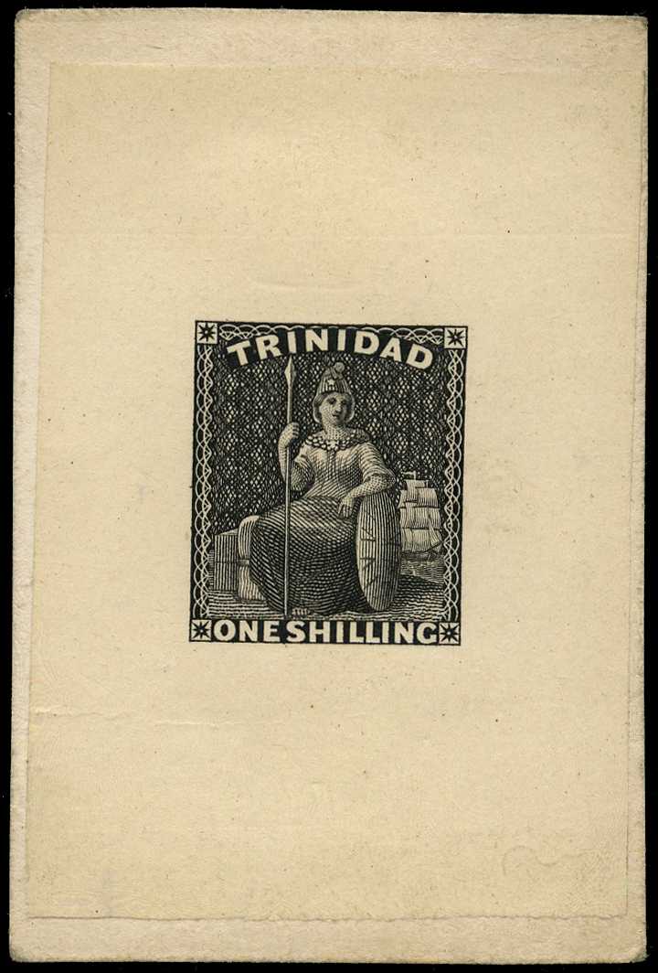 1859 1s die proof in black on paper affixed...