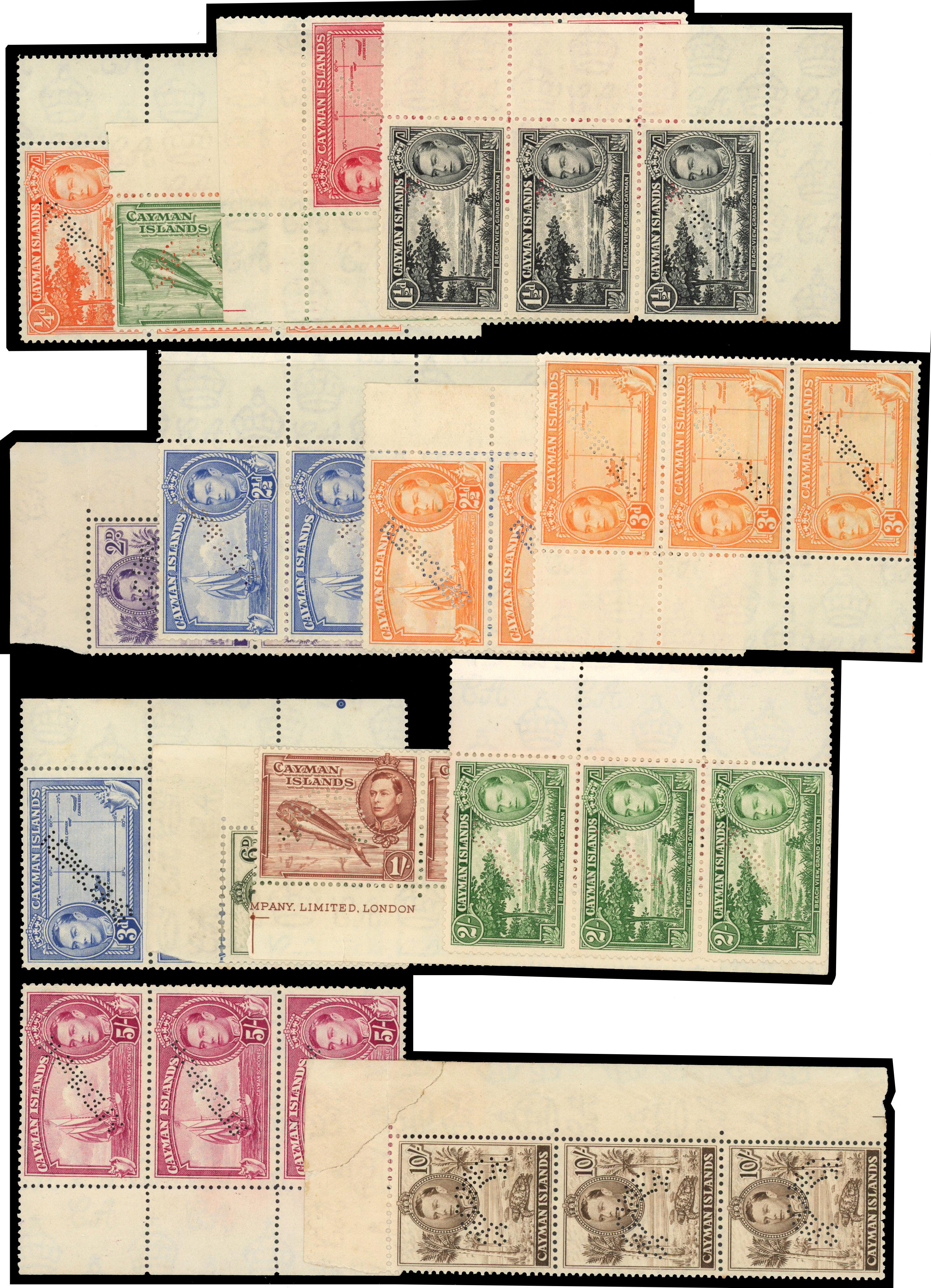 Cayman Islands SG 115s-126s Specimen strips