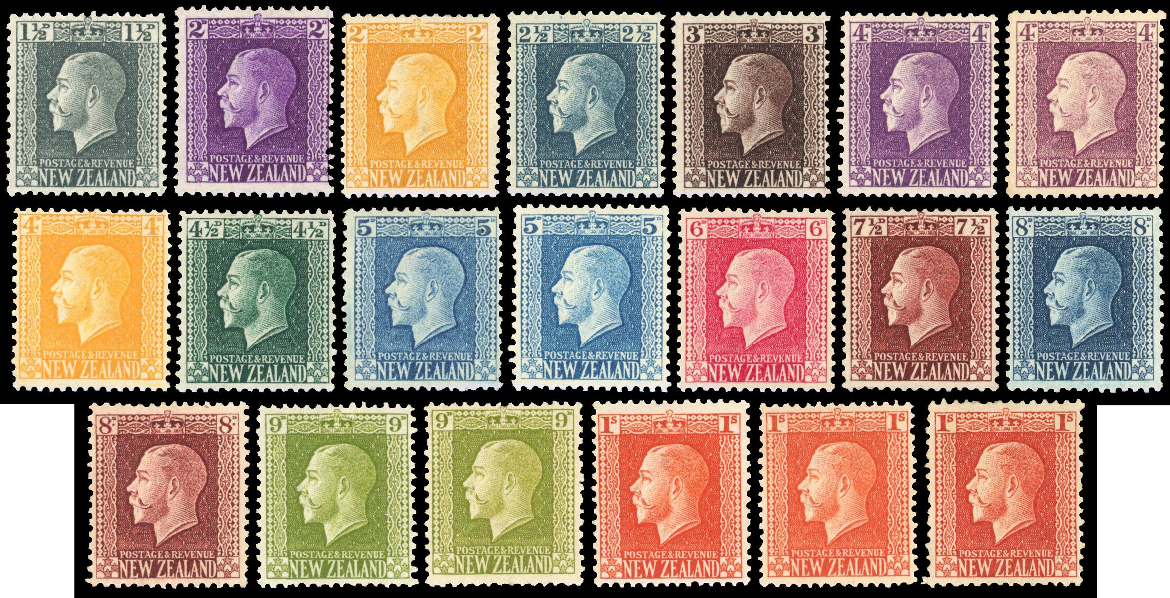 New Zealand 1915-30 perf 14x13½ set