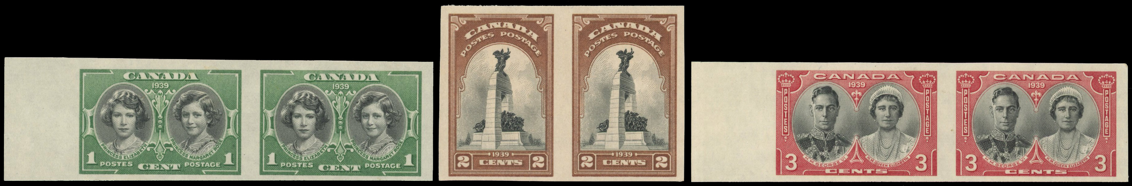 Canada SG 372-4 Royal Visit imperforate pairs mint