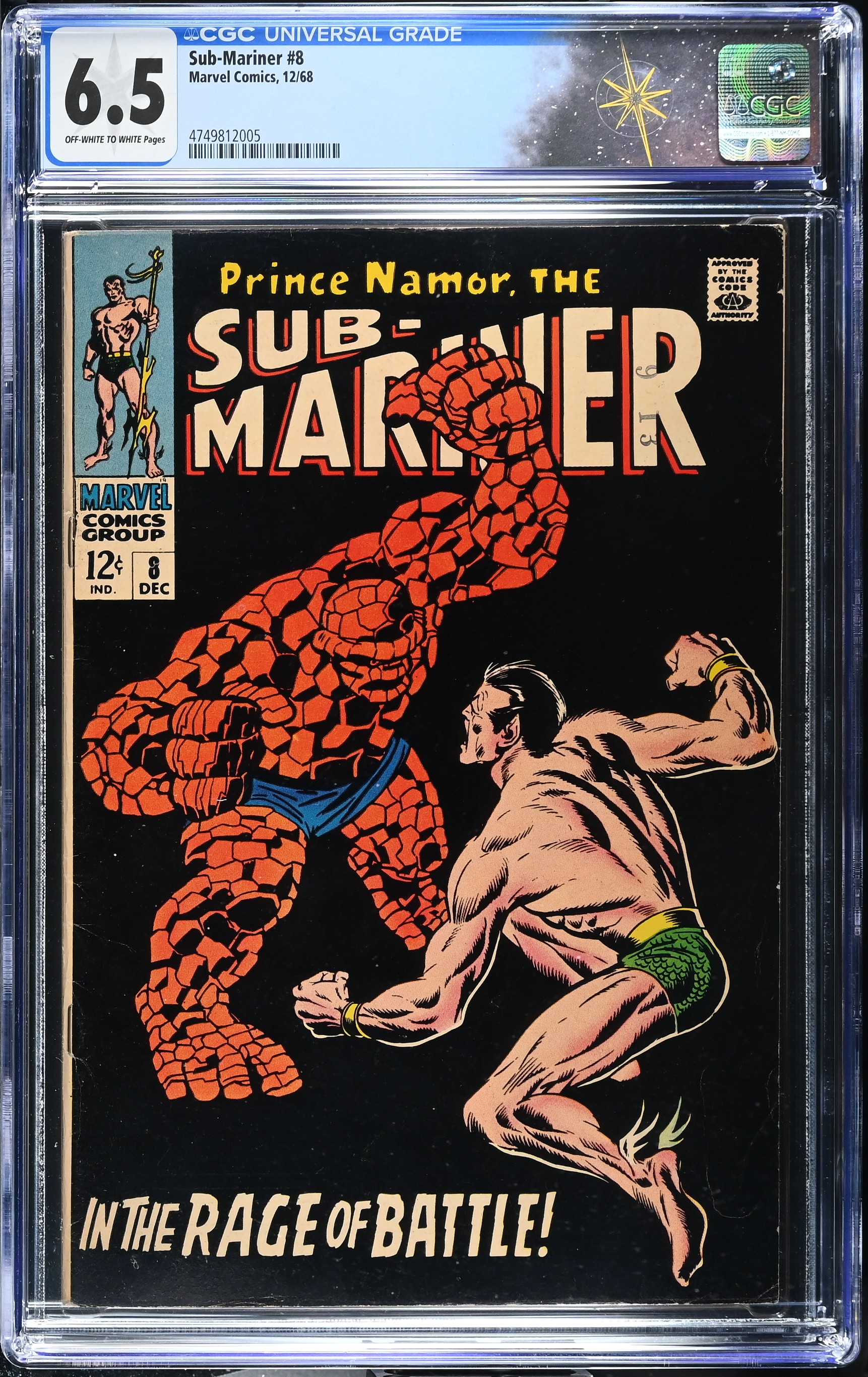 Sub-Mariner #8 CGC 6.5 1st Silver Age Appearance of Betty Dean (Marvel Comics, 1968) Off-White to White Pages