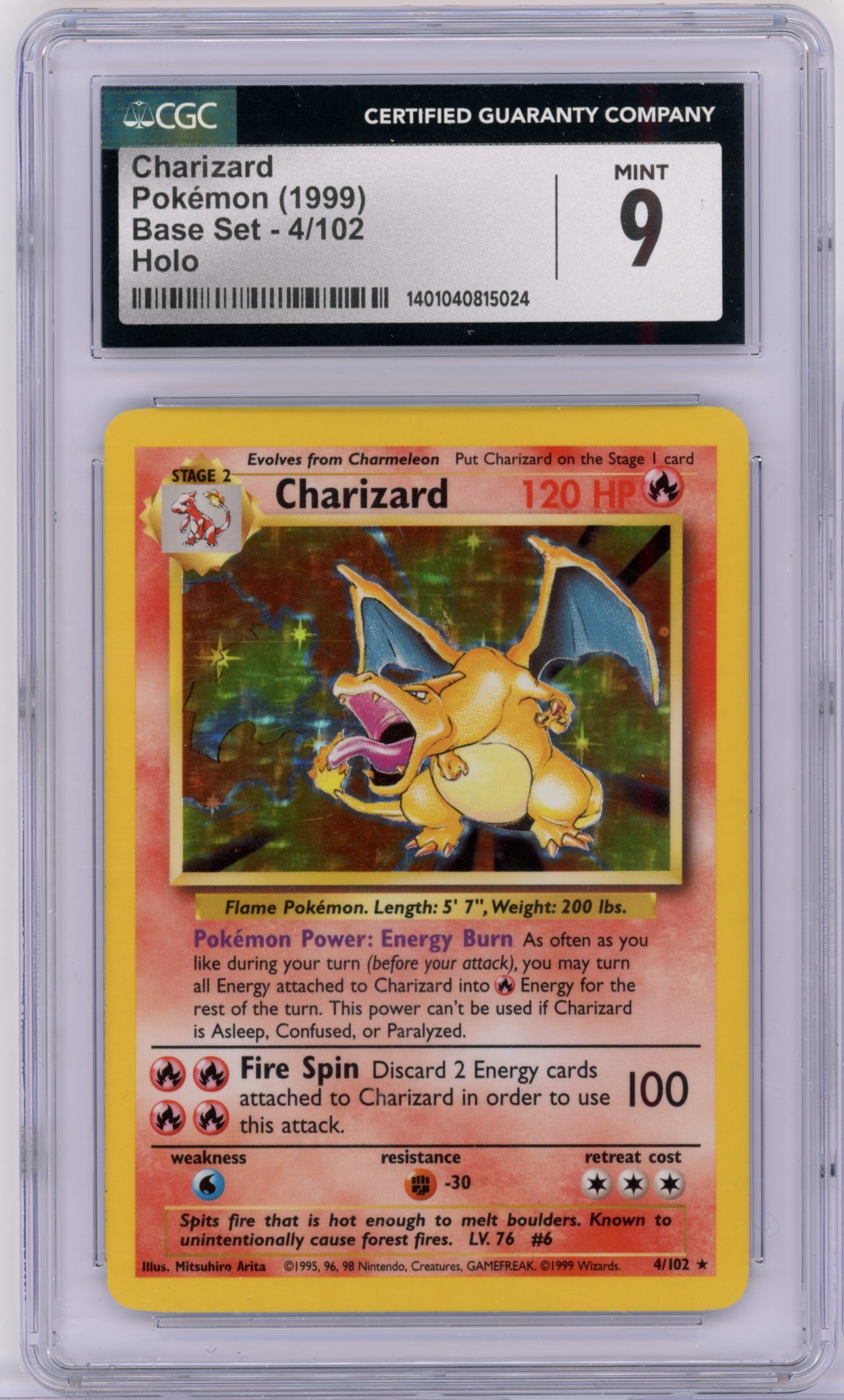 CGC 9 Charizard #4 Unlimited Holo (1999) Base Set