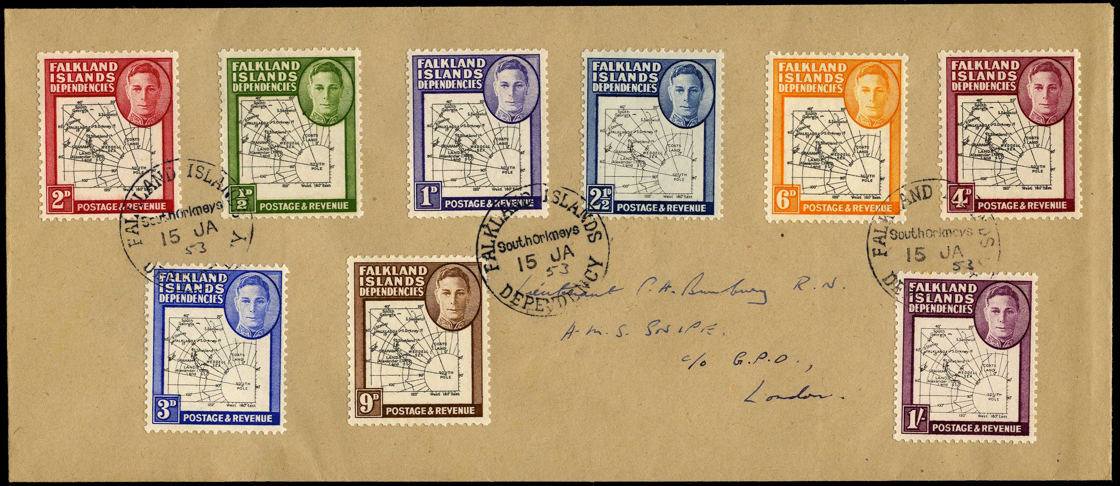 1946 Thick Map set of eight plus 2½d Thin Map...