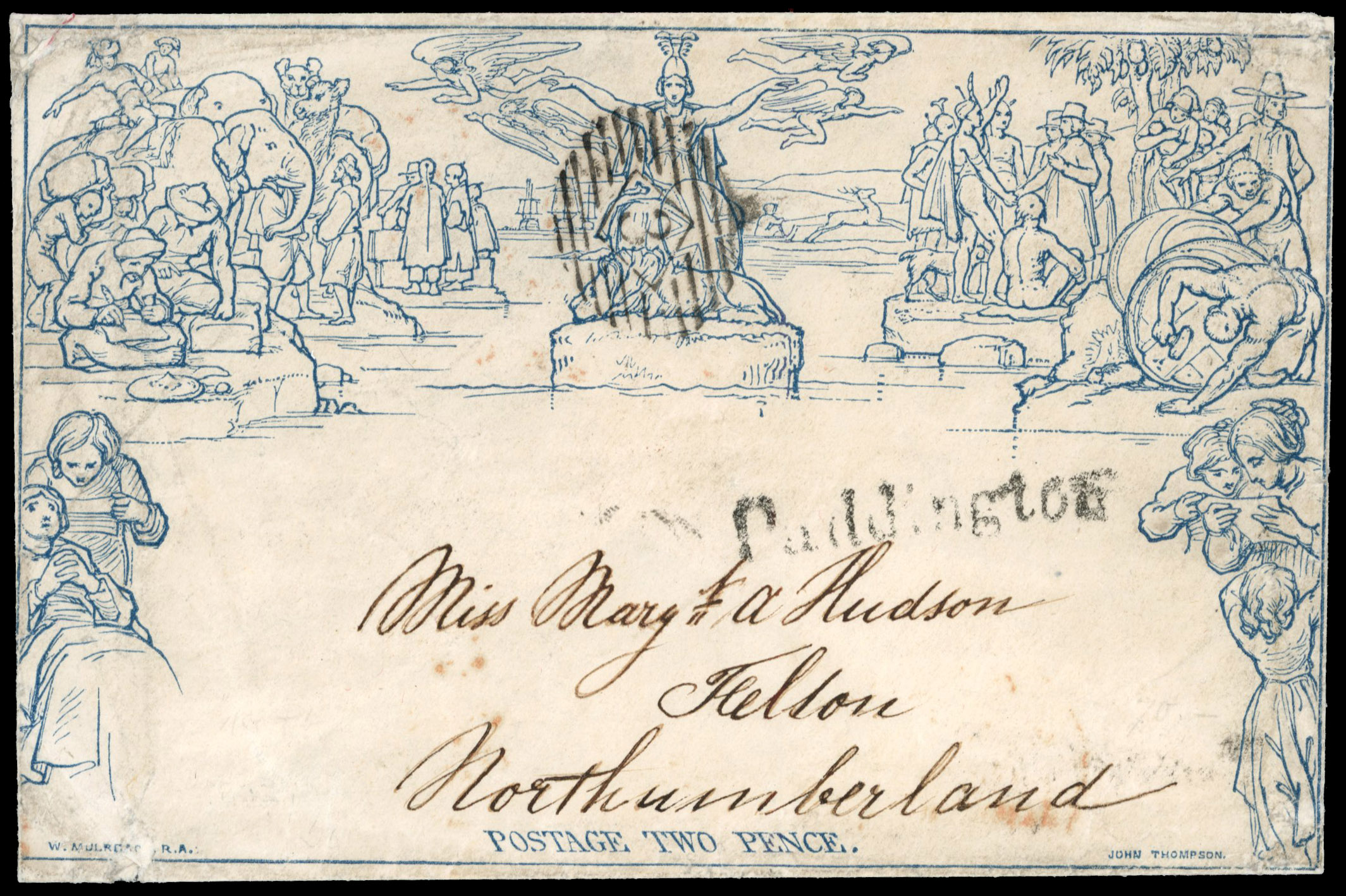 1840 2d Mulready Envelope (Stereo a201)....