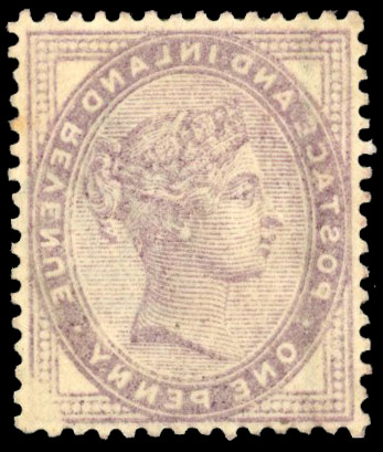 1881 1d lilac (Die II) showing almost complete offset on reverse