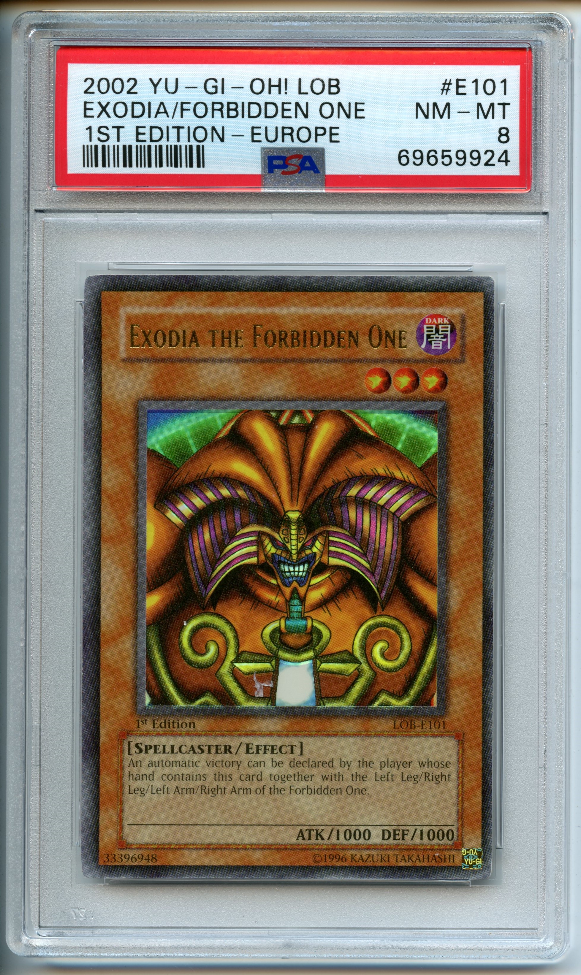 Yu-Gi-Oh! - Exodia The Forbidden One 1st Edition-Europe - Legend of Blue Eyes White Dragon - PSA 8