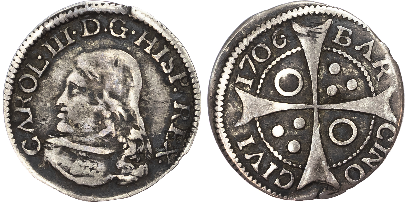 Spain, Barcelona. Charles III (The Pretender) AG Groat. 1706.