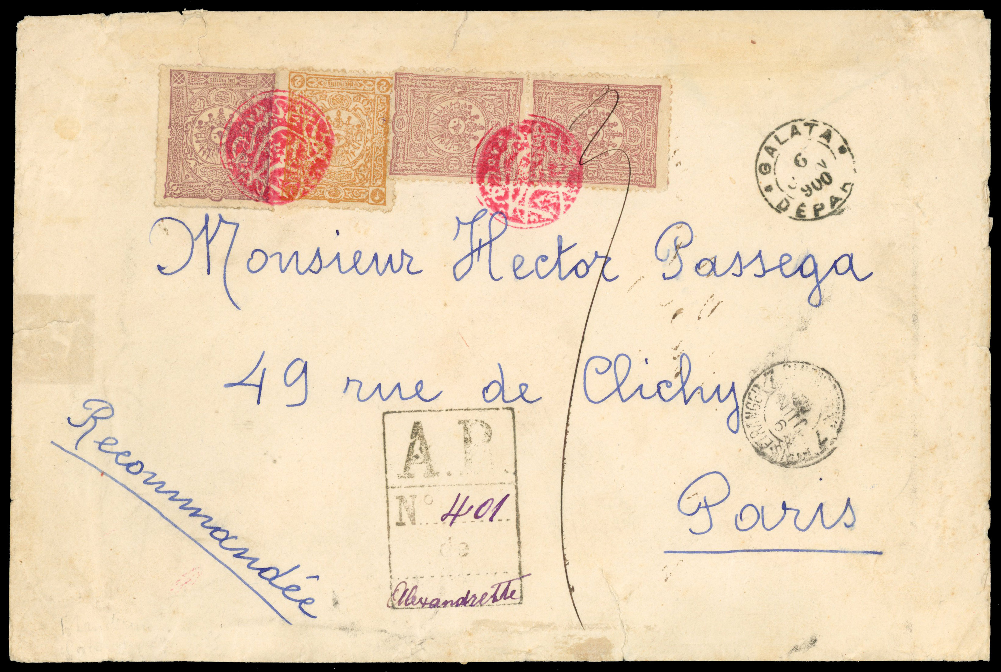 Syria Ottoman 1900 AR registered cover