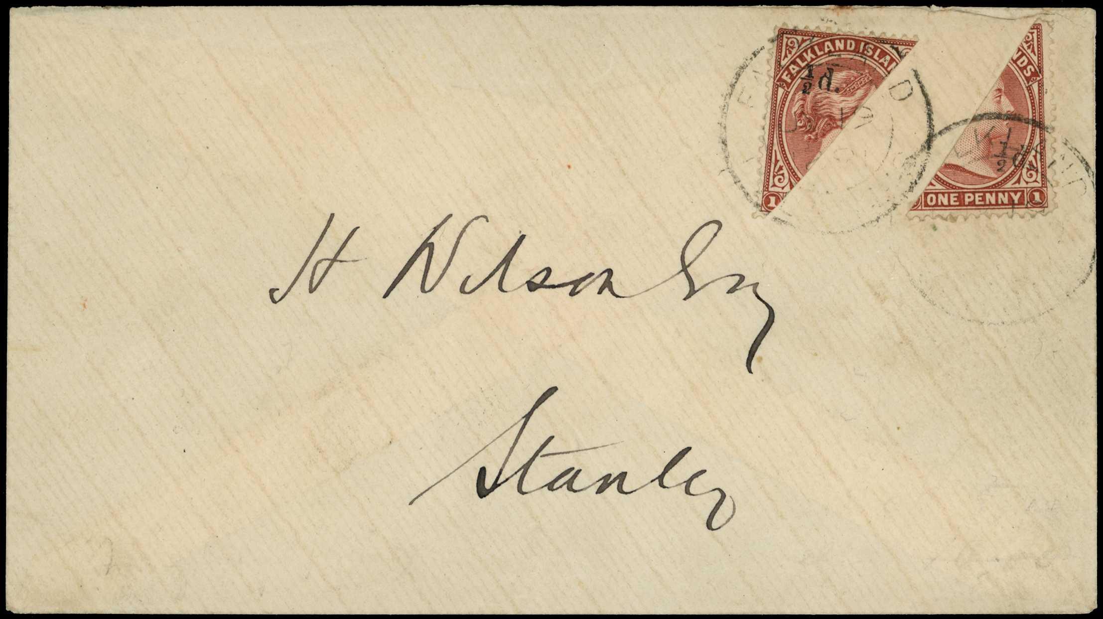 1891 local cover franked by ½d on half of...