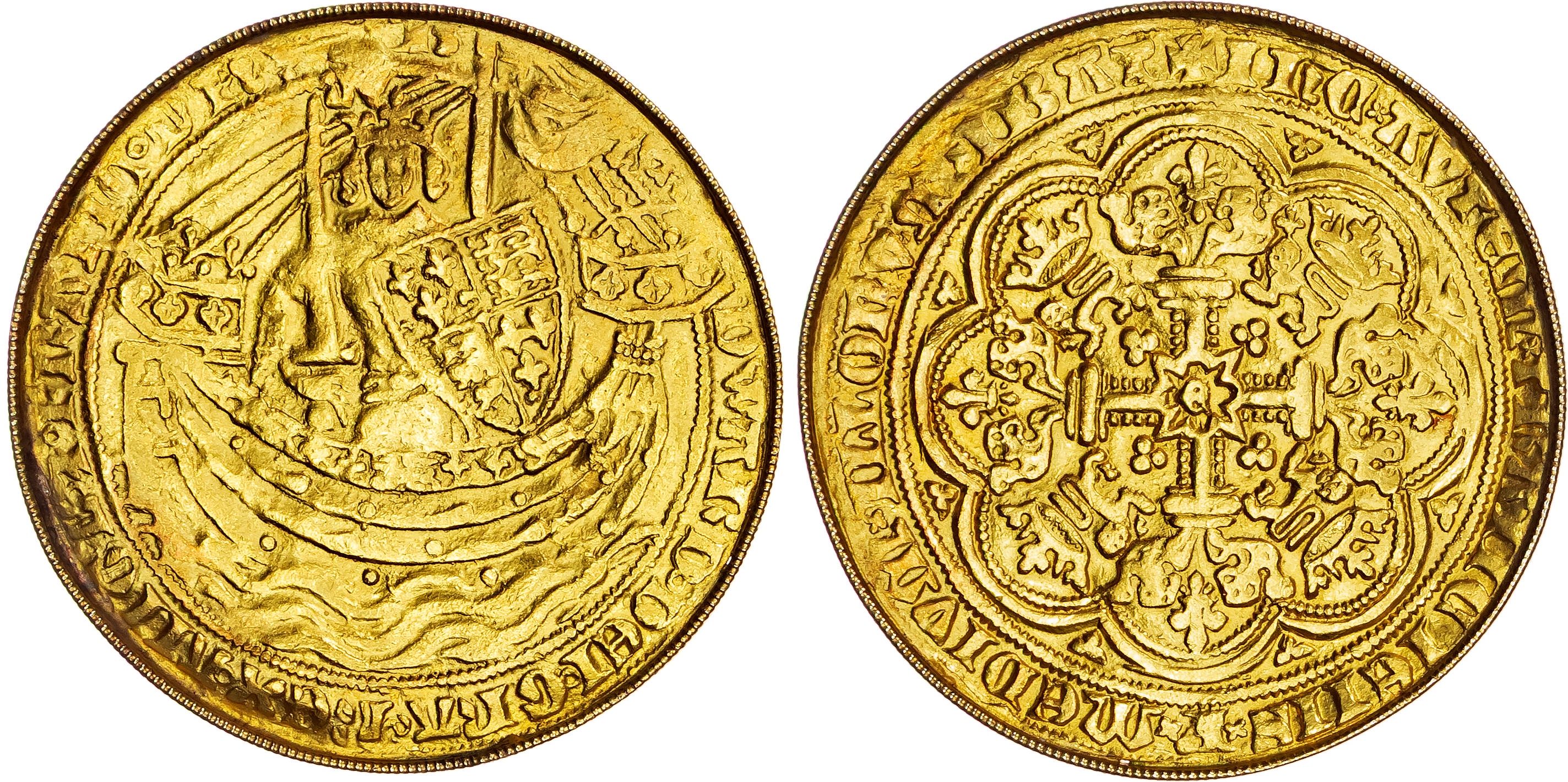 Edward III (1327-1377), AV Noble, Fourth Coinage, Pre-treaty period (1351-61), Tower (London) mint, mm. cross 3 (1356-61).