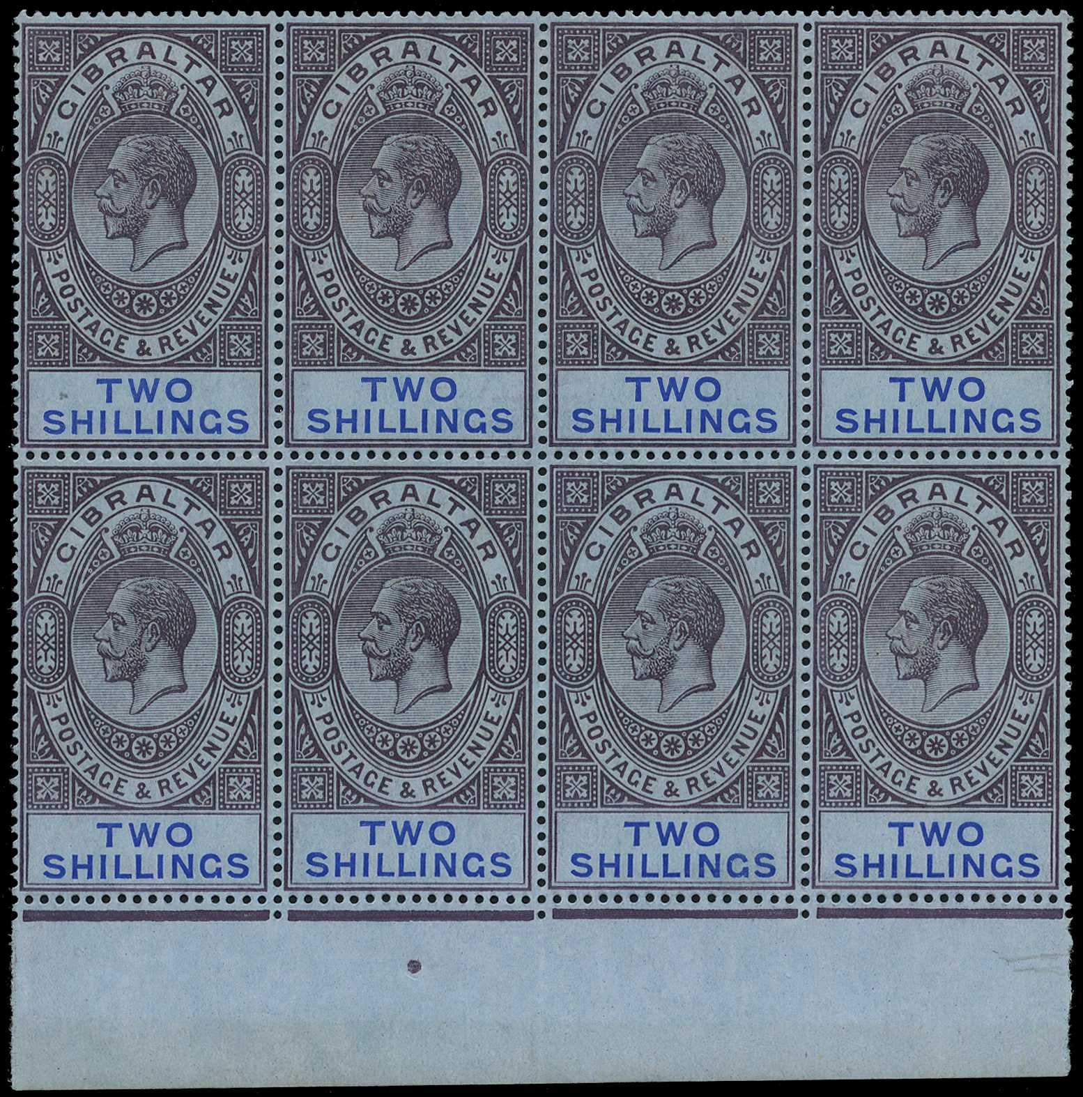 1912-24 2/- dull purple and blue on blue...